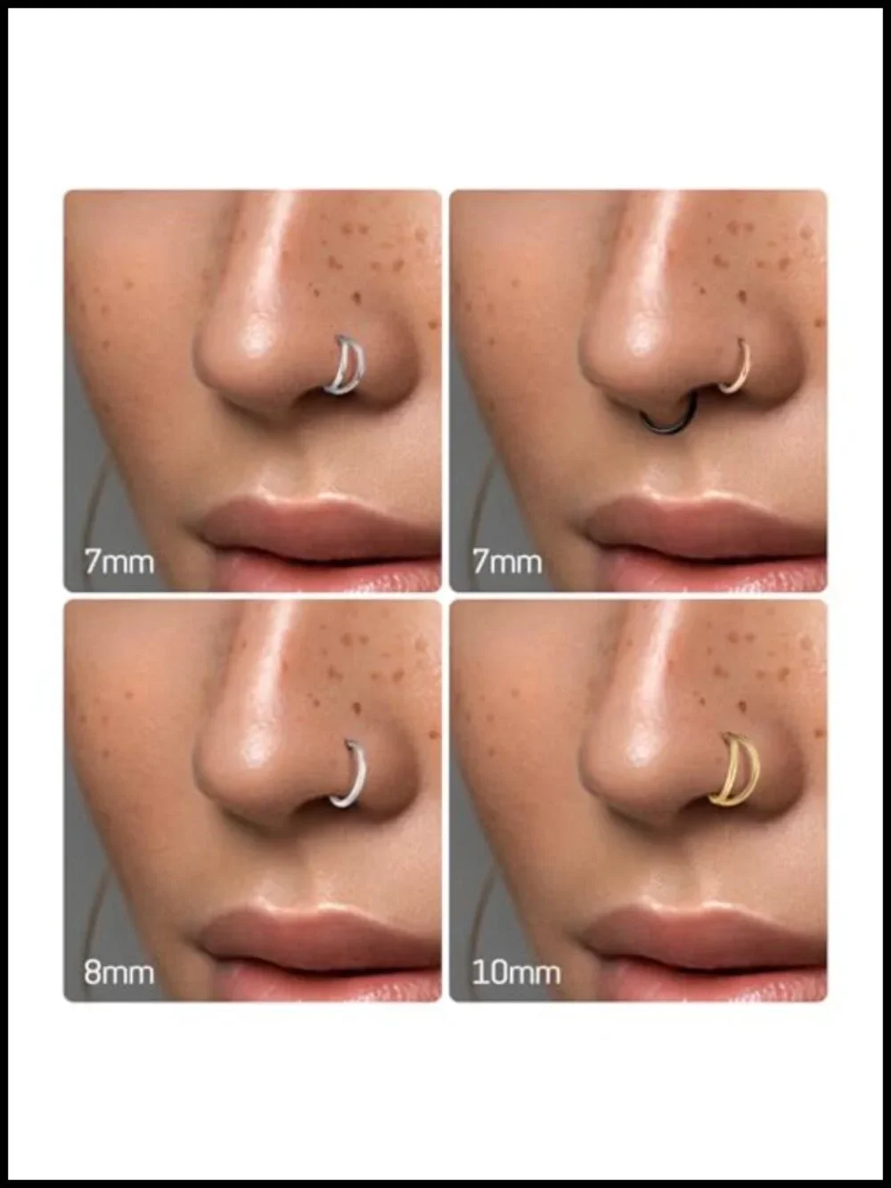 Hypoallergenic Titanium Nose Rings for Women 2-Piece Double Hoop